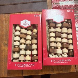 Holiday Time Wooden Garland - Brown and Cream